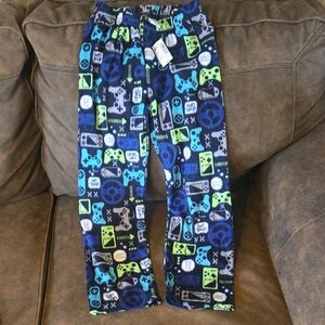 Kids Gaming Print Pajama Bottoms - Blue and Green Size M(7/8)